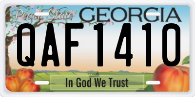 GA license plate QAF1410