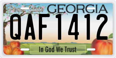 GA license plate QAF1412