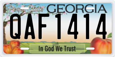 GA license plate QAF1414
