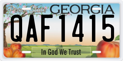 GA license plate QAF1415