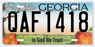 GA license plate QAF1418