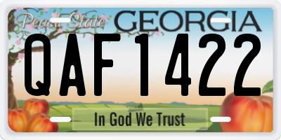 GA license plate QAF1422