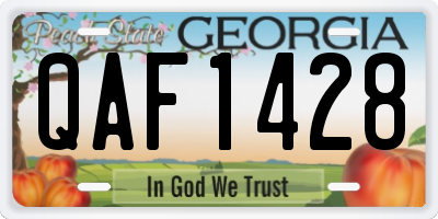 GA license plate QAF1428