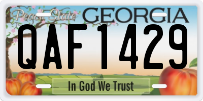 GA license plate QAF1429
