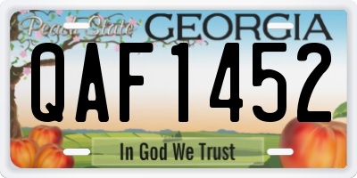 GA license plate QAF1452