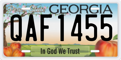 GA license plate QAF1455