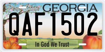 GA license plate QAF1502