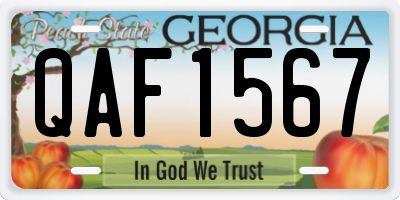 GA license plate QAF1567