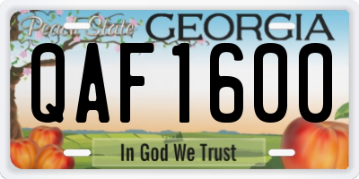 GA license plate QAF1600