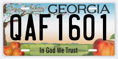 GA license plate QAF1601
