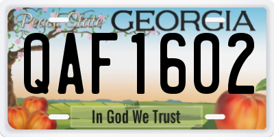 GA license plate QAF1602
