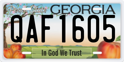 GA license plate QAF1605