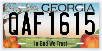 GA license plate QAF1615
