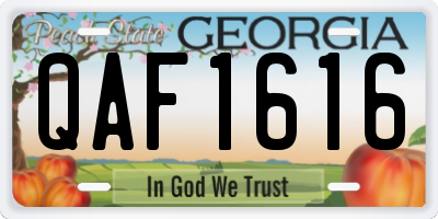 GA license plate QAF1616