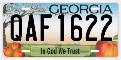 GA license plate QAF1622