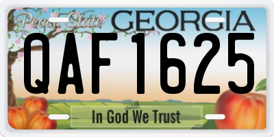 GA license plate QAF1625
