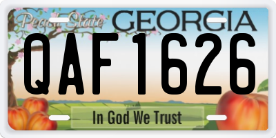 GA license plate QAF1626