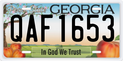 GA license plate QAF1653