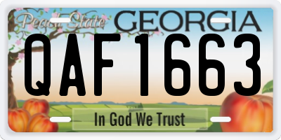 GA license plate QAF1663