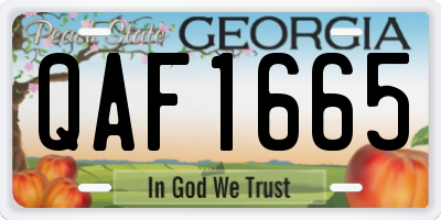 GA license plate QAF1665