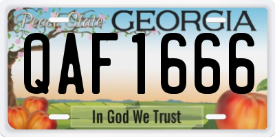 GA license plate QAF1666