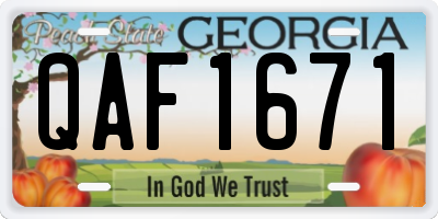 GA license plate QAF1671