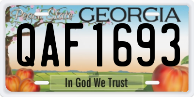 GA license plate QAF1693
