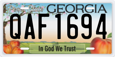 GA license plate QAF1694