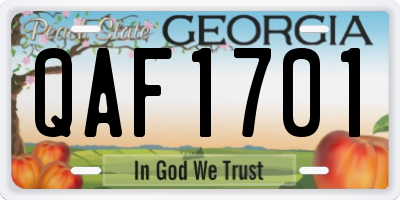 GA license plate QAF1701