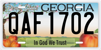 GA license plate QAF1702