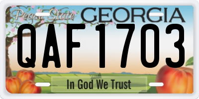 GA license plate QAF1703