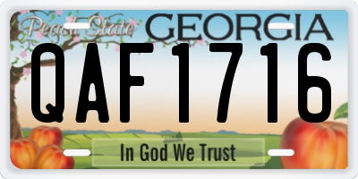 GA license plate QAF1716
