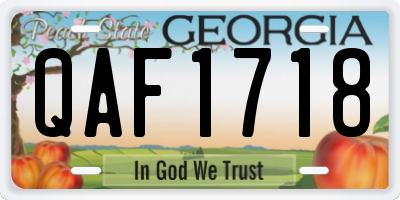 GA license plate QAF1718