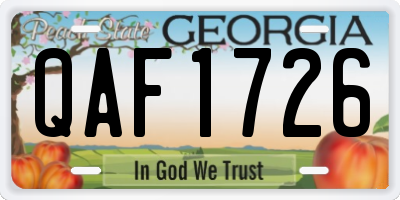 GA license plate QAF1726