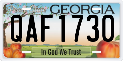GA license plate QAF1730