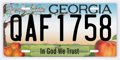 GA license plate QAF1758