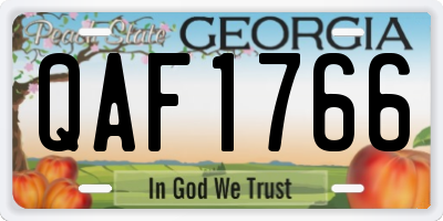 GA license plate QAF1766