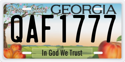 GA license plate QAF1777