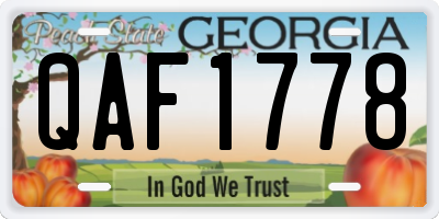 GA license plate QAF1778