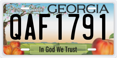 GA license plate QAF1791