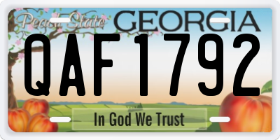 GA license plate QAF1792