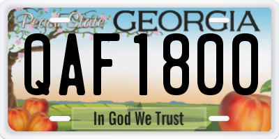 GA license plate QAF1800