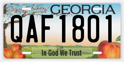 GA license plate QAF1801
