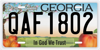 GA license plate QAF1802