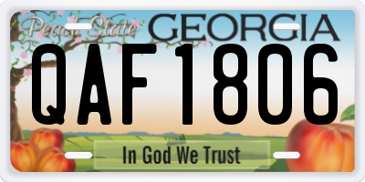 GA license plate QAF1806