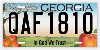 GA license plate QAF1810