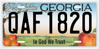GA license plate QAF1820