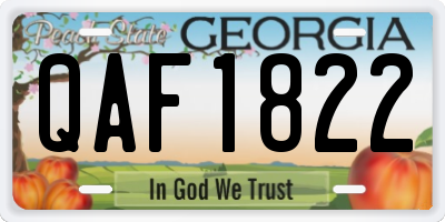 GA license plate QAF1822
