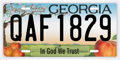 GA license plate QAF1829