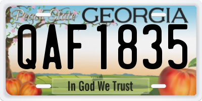 GA license plate QAF1835
